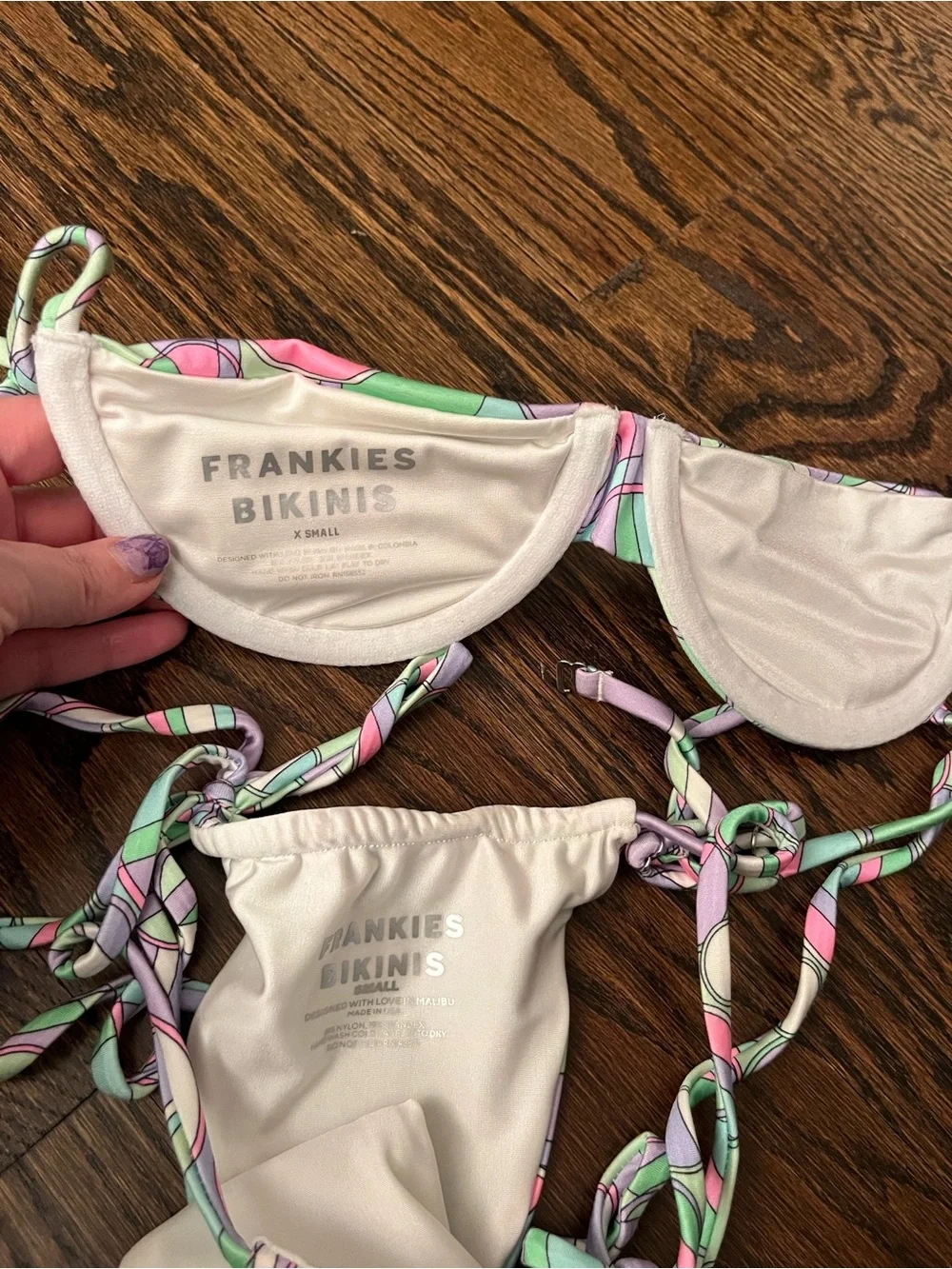 Frankie's Bikinis Maggie Top and Tia Bottoms in Vortex (Size XS Top & S Bottom)